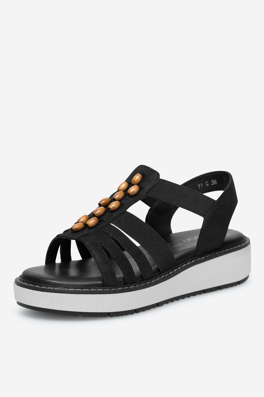 Lasocki - Sandały skórzane na koturnie - 5905588594499