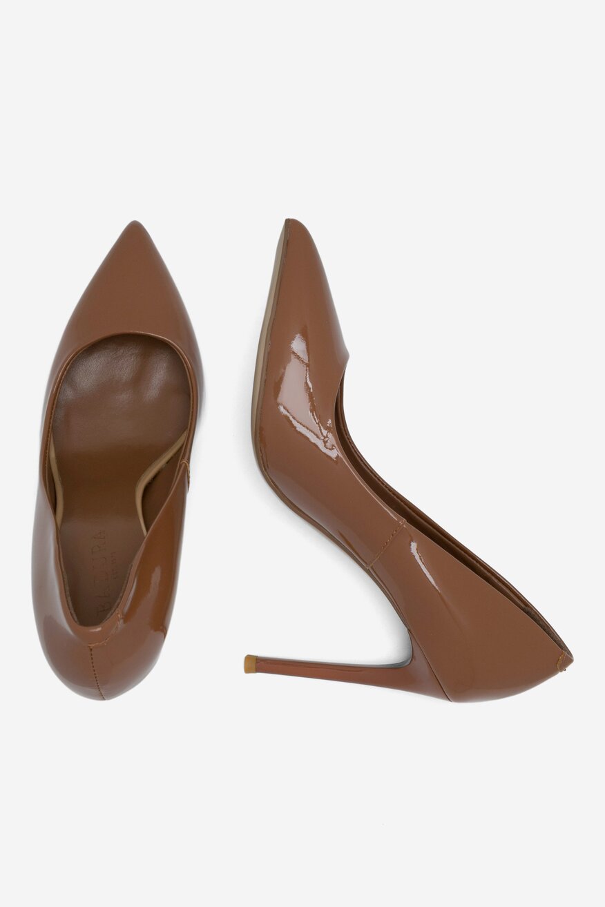 Badura - Skórzane czółenka brązowe - 5904862636542