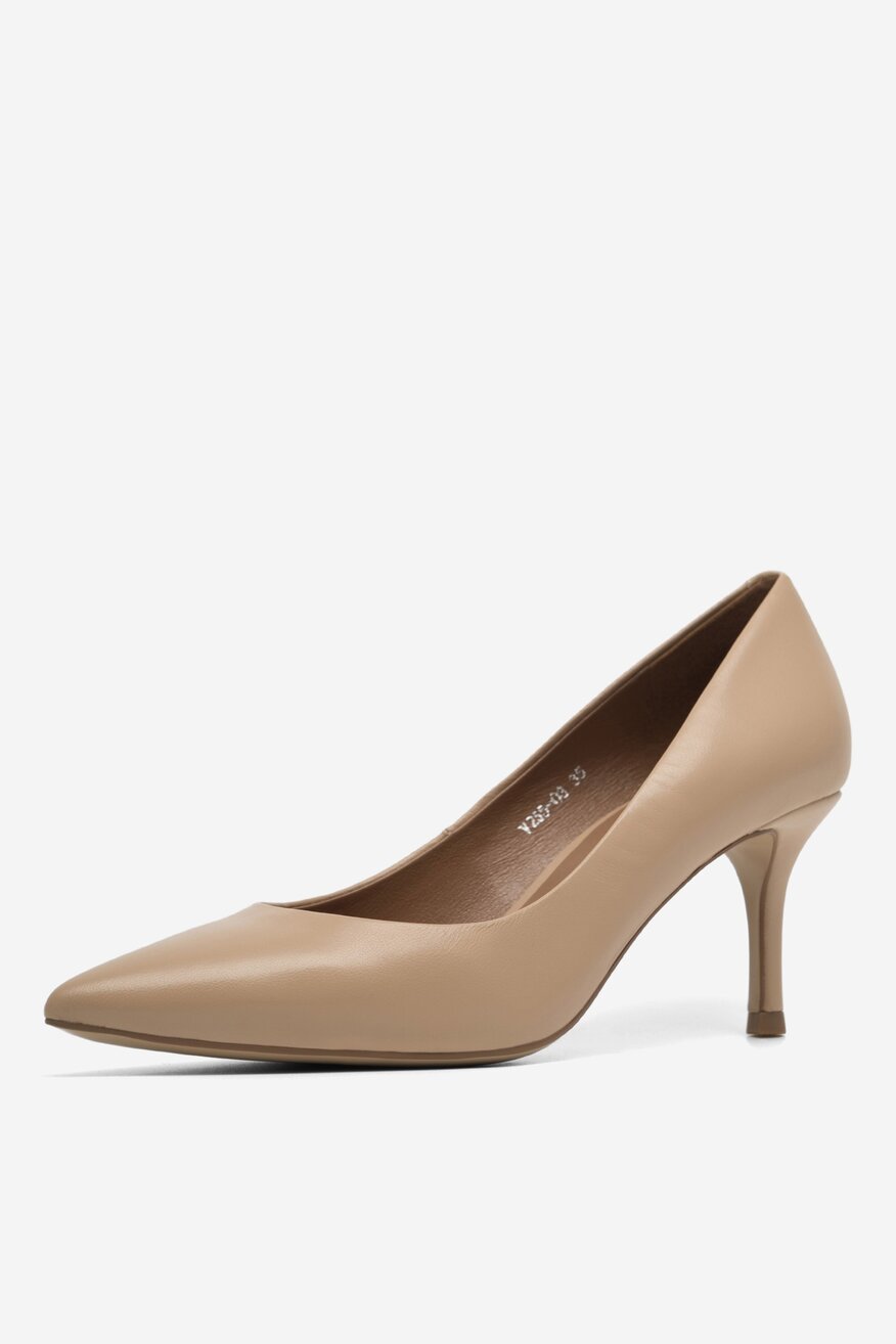 
                Gino Rossi - Skórzane czółenka beżowe - 5904862634739