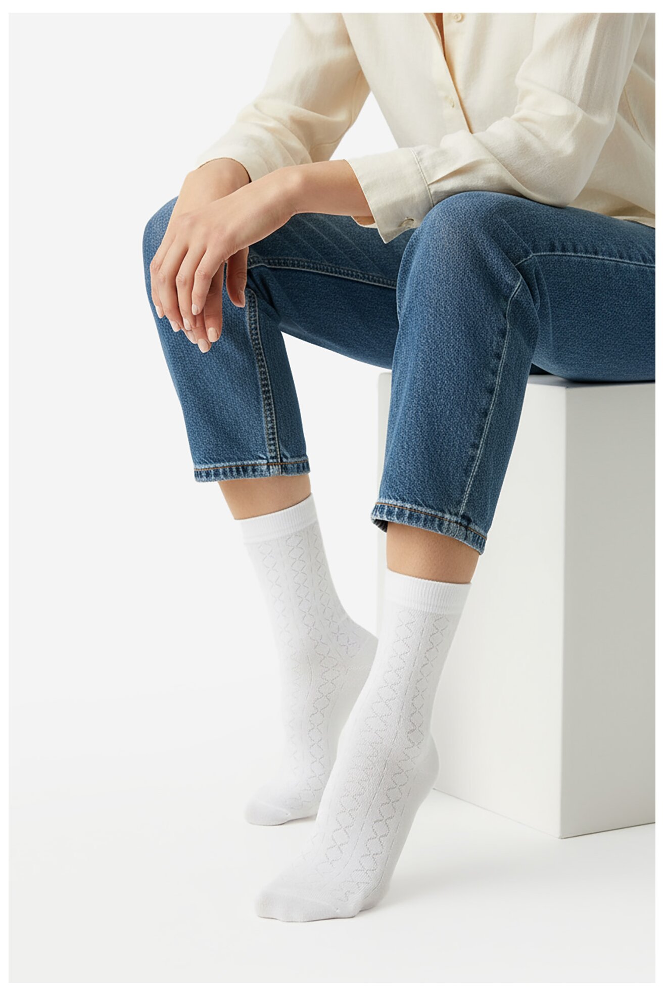 Чорапи NINE WEST CEO_BR_NW_25077_W_AW25 (3 PACK) БЯЛ