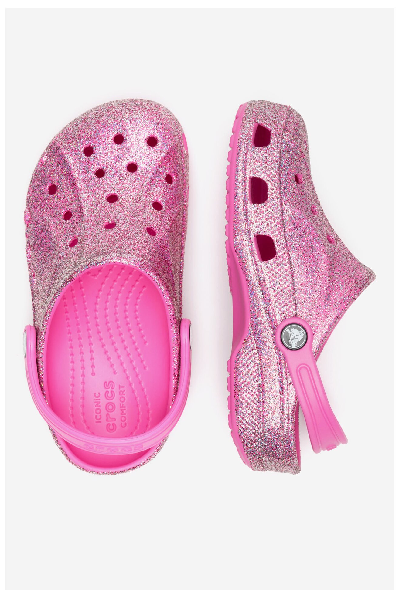 Klapki basenowe Crocs C-BAYA GLITTER CLOG T 207014-7AA Różowy