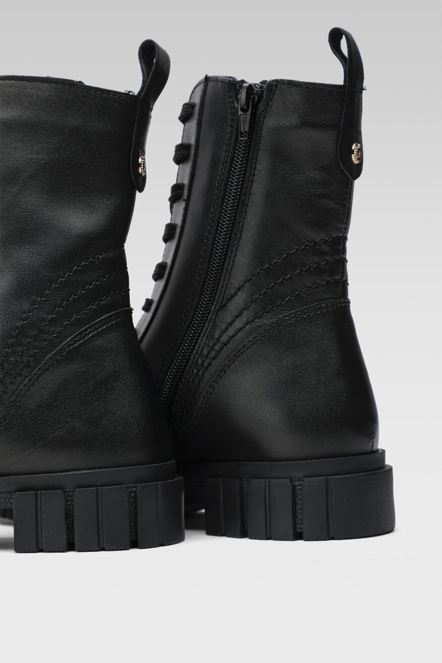 Bugatti - Skórzane trzewiki czarne - 5904248902056