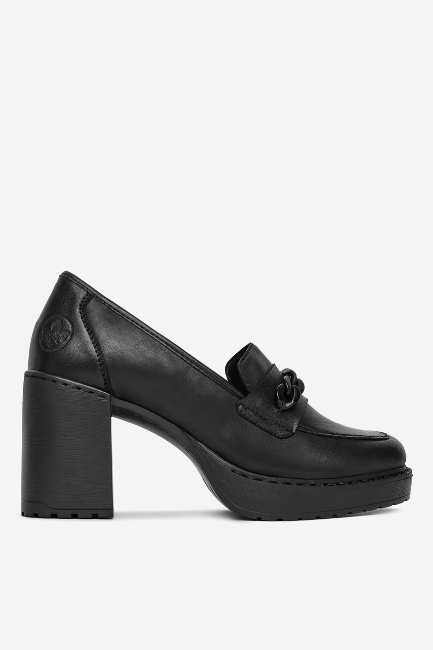 Rieker - Loafersy skórzane na obcasie - 2230074048372