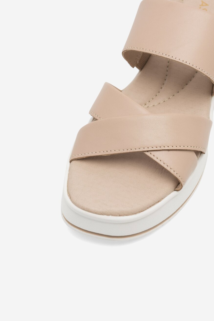 Lasocki - Skórzane sandały beżowe - 5904862837918