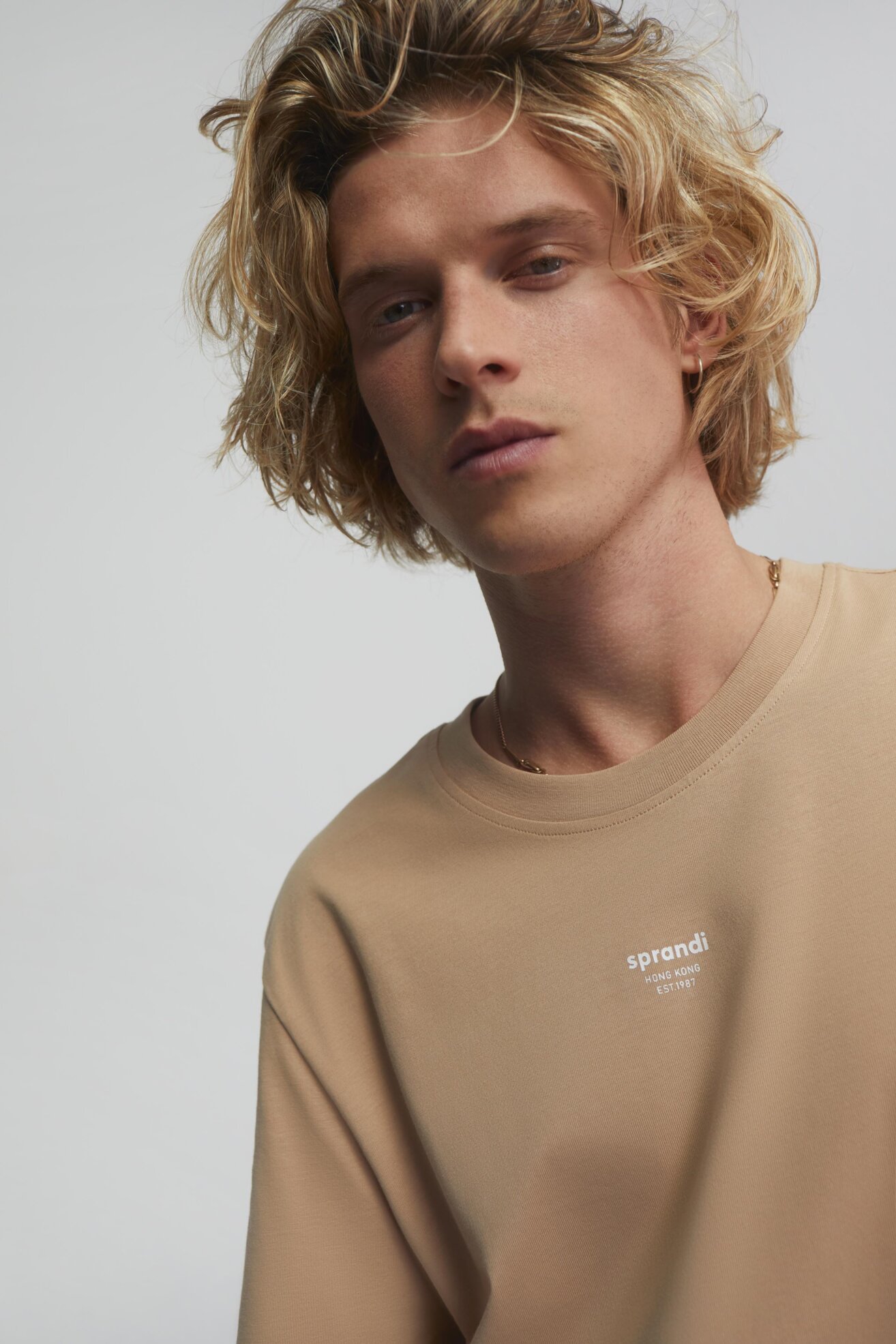 T-shirt Sprandi SS21-TSM006 Beżowy