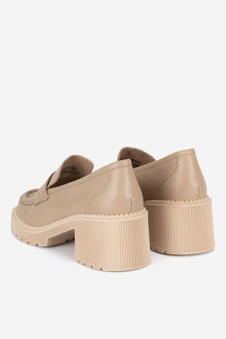 
                Lasocki - Loafersy skórzane na obcasie - 5905588650690