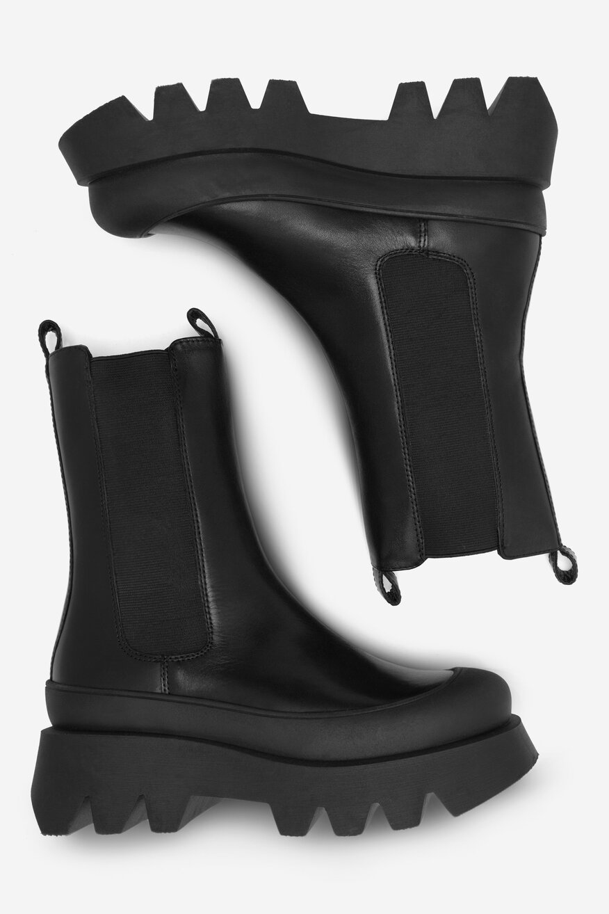 Badura - Botki skórzane na platformie - 5905588109600