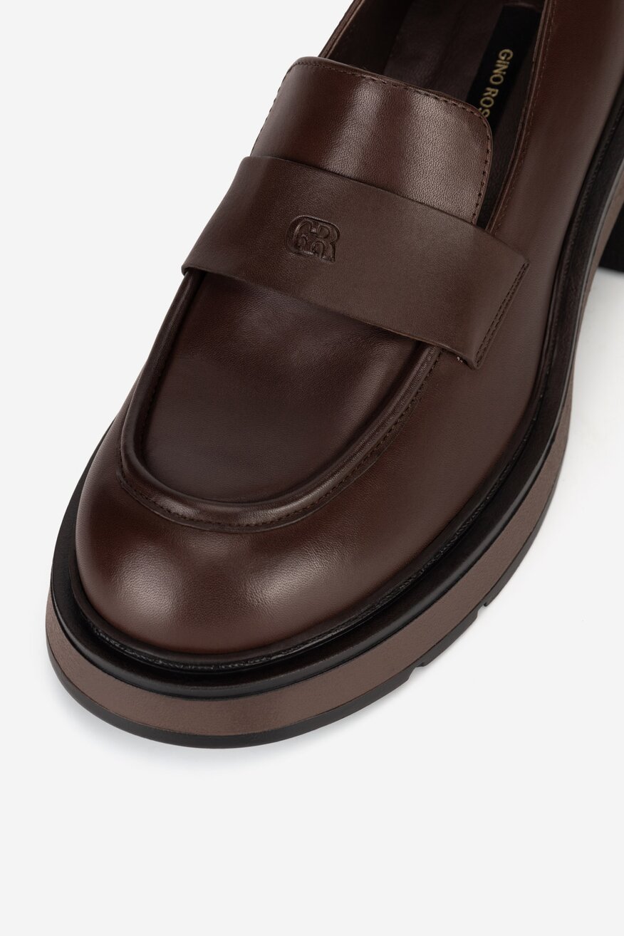 Gino Rossi - Loafersy skórzane na obcasie - 5905588991199