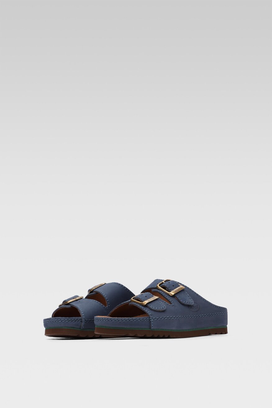 
                Scholl - Skórzane klapki granatowe - 5903698409245