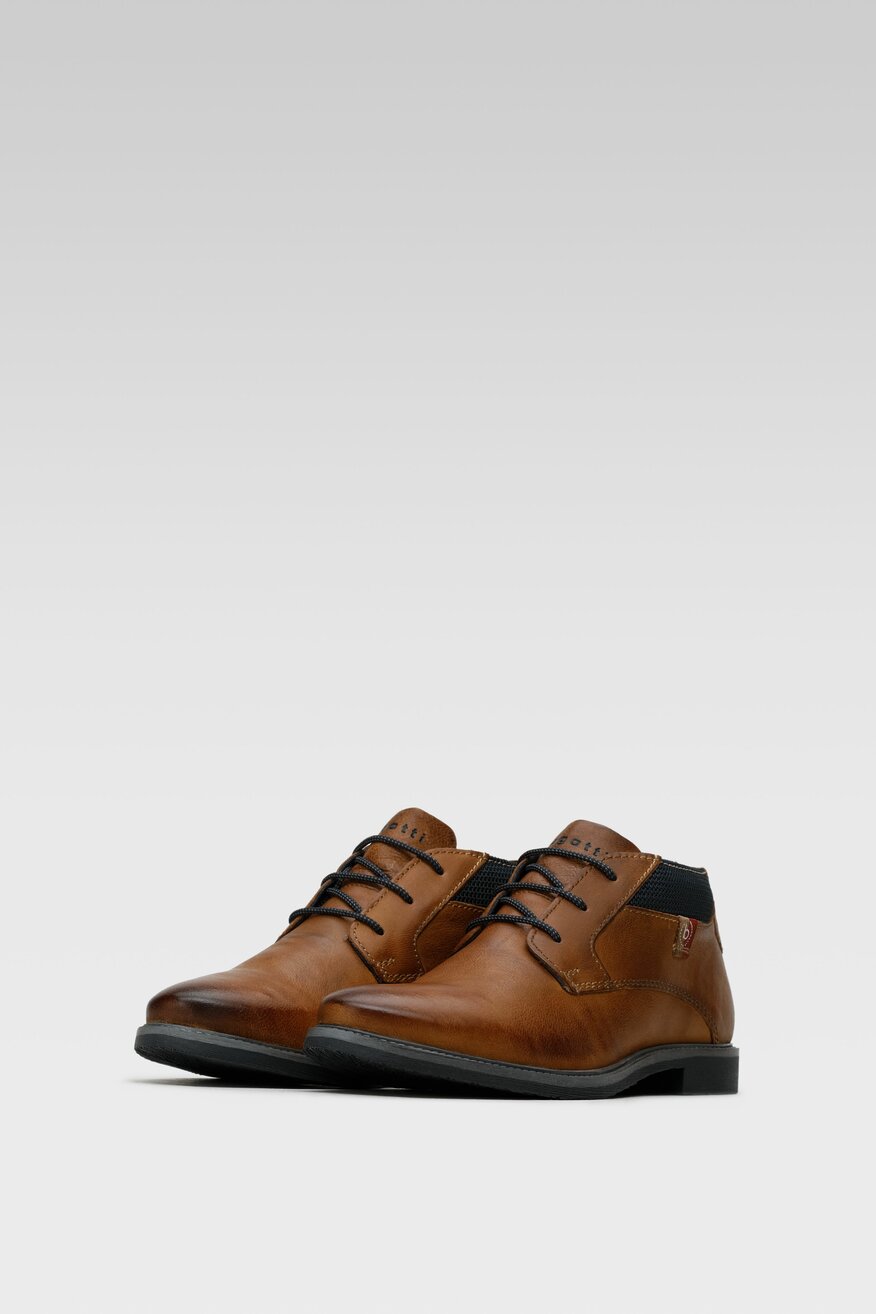 Bugatti - Skórzane trzewiki brązowe - 5903698748191