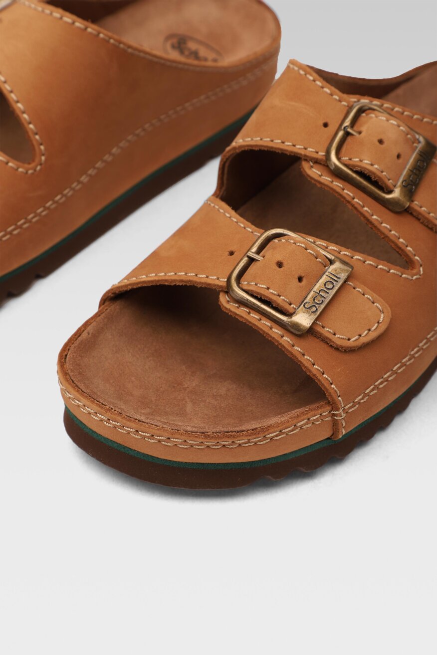 
                Scholl - Skórzane klapki brązowe - 5903698387819