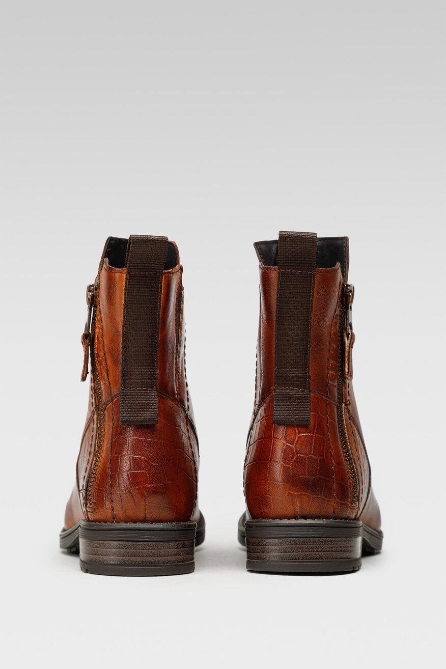 Bugatti - Skórzane botki brązowe - 5903698748306