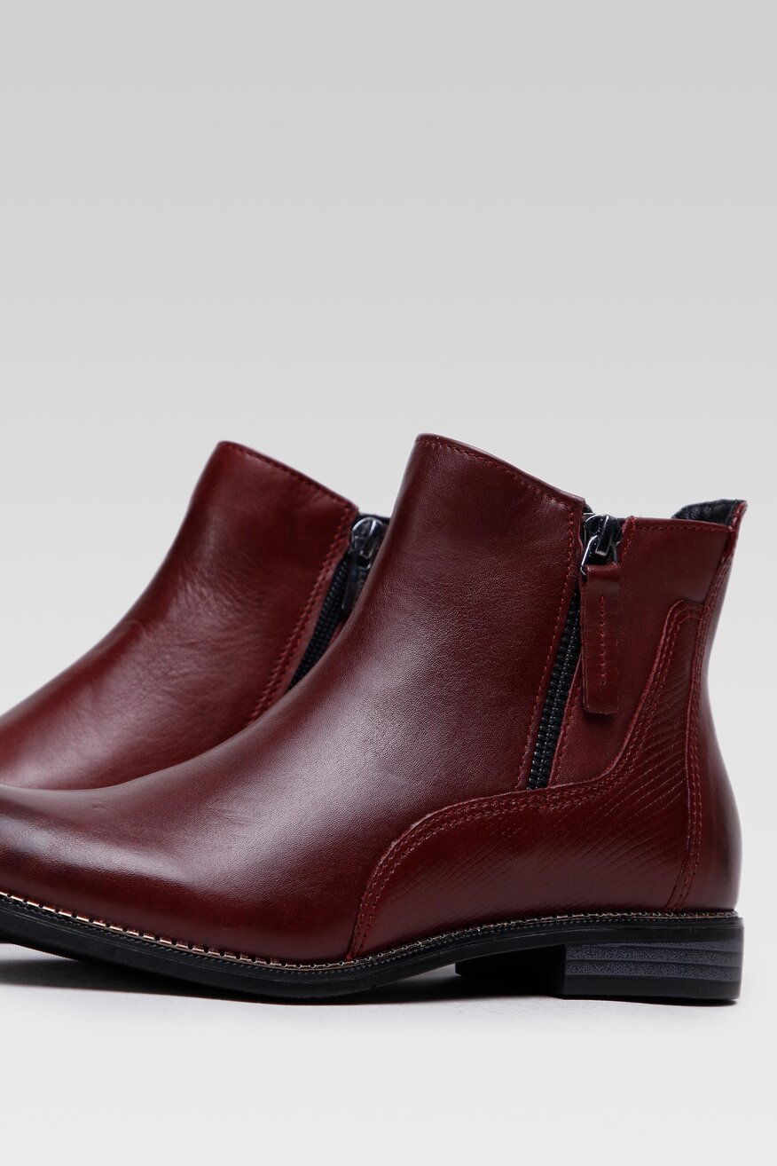 
                Lasocki - Skórzane botki bordowe - 5903698947600