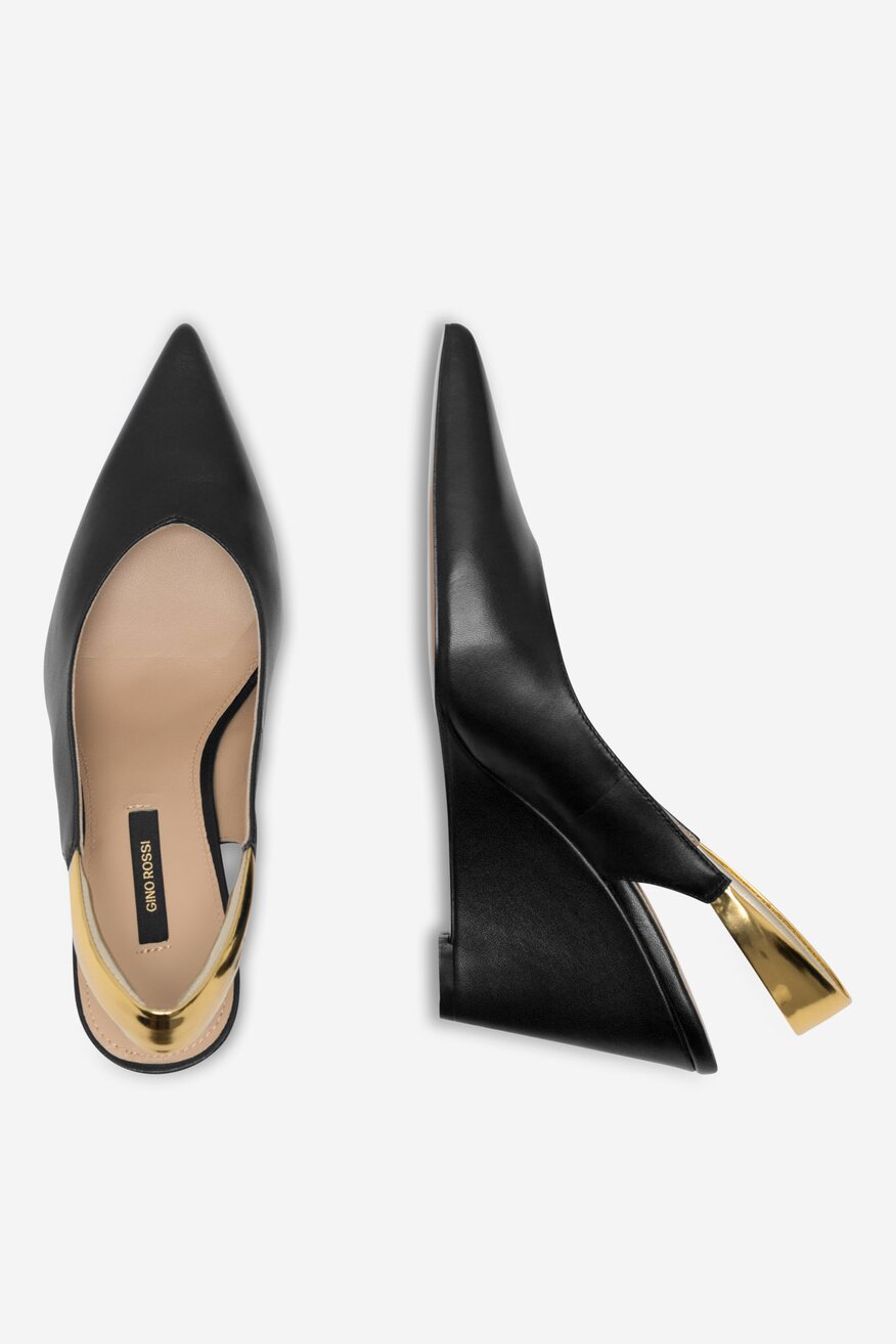 
                Gino Rossi - Czółenka skórzane na koturnie - 5905588484028