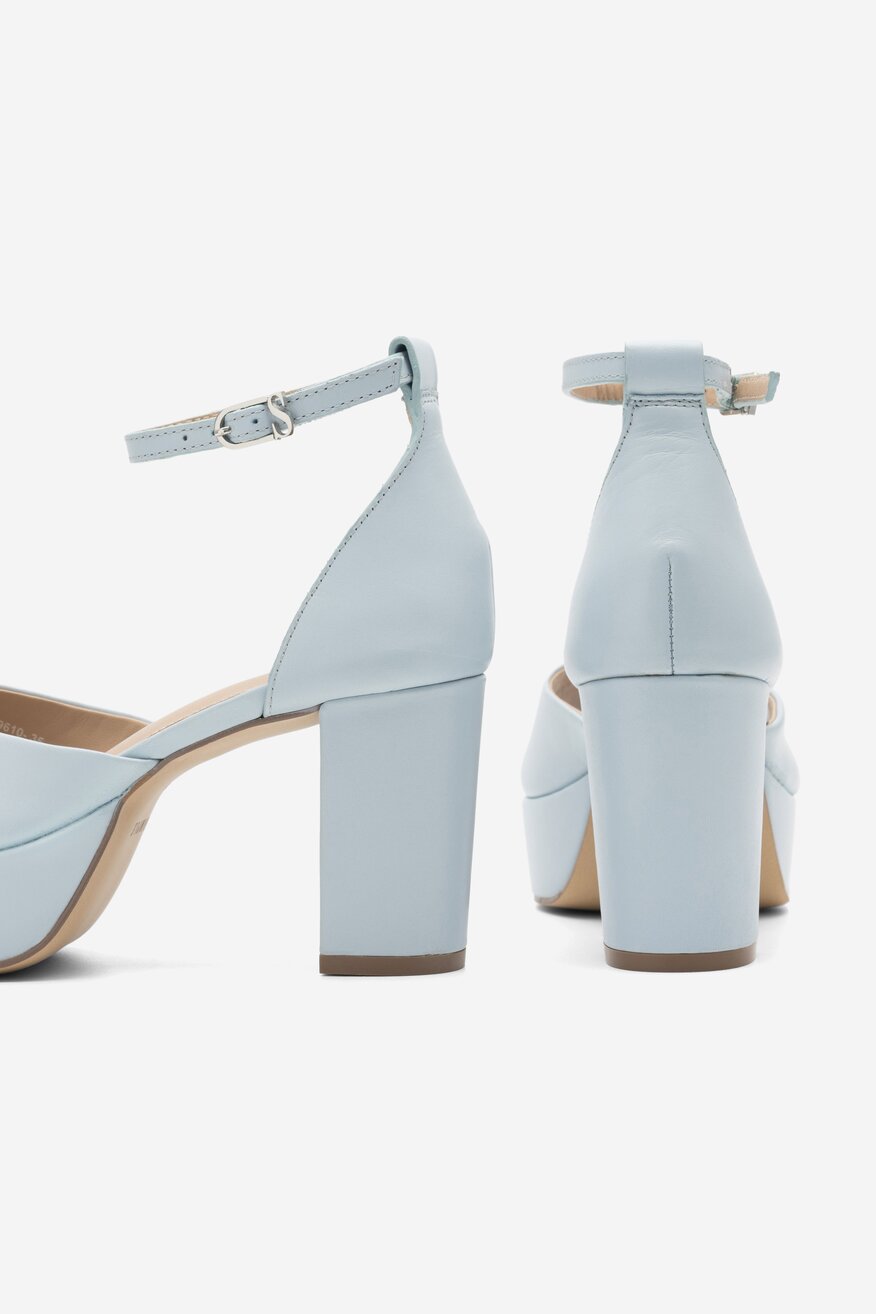 
                SIMPLE - Skórzane sandały niebieskie - 5904862795218