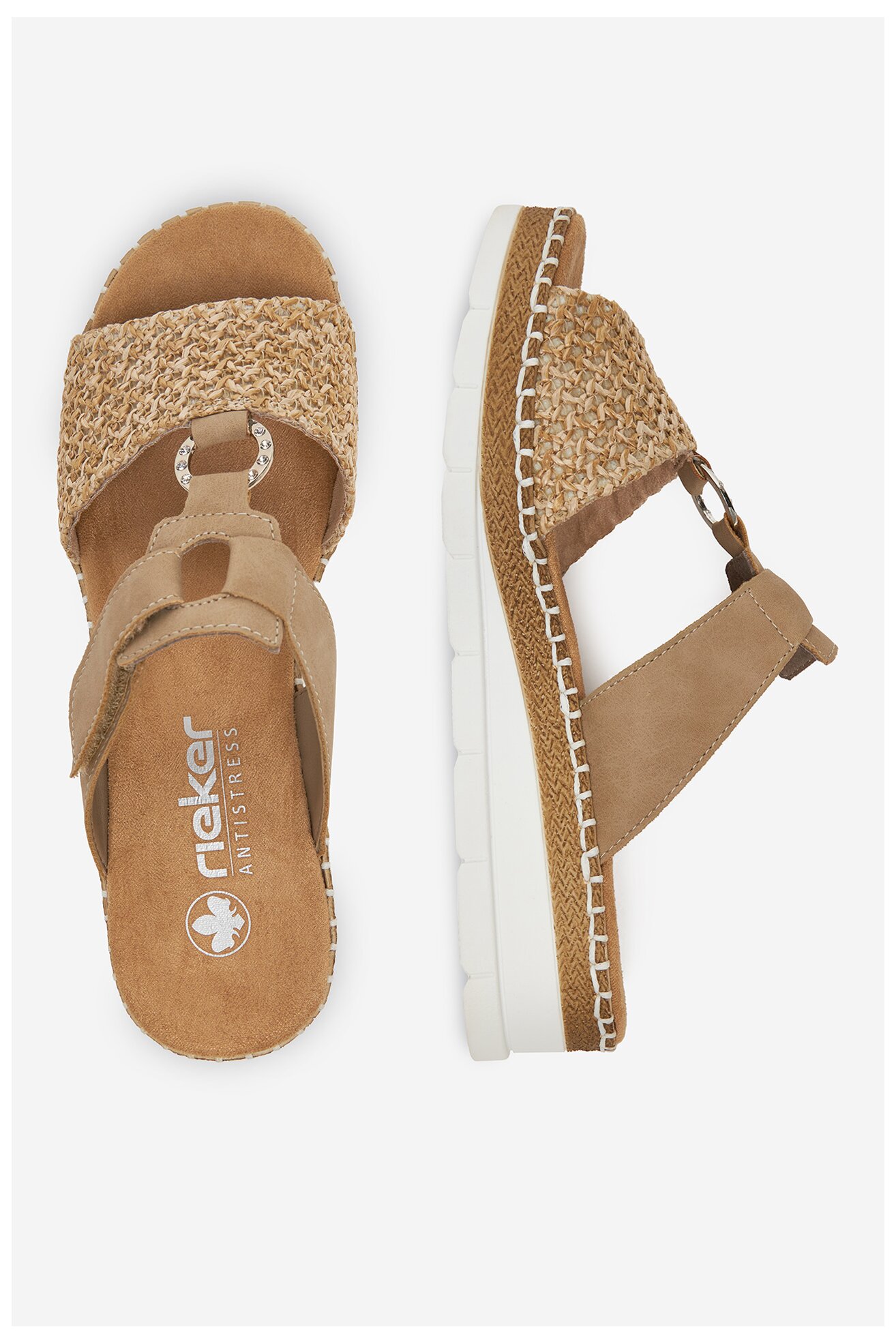 Klapki Rieker V1243-60 Beżowy