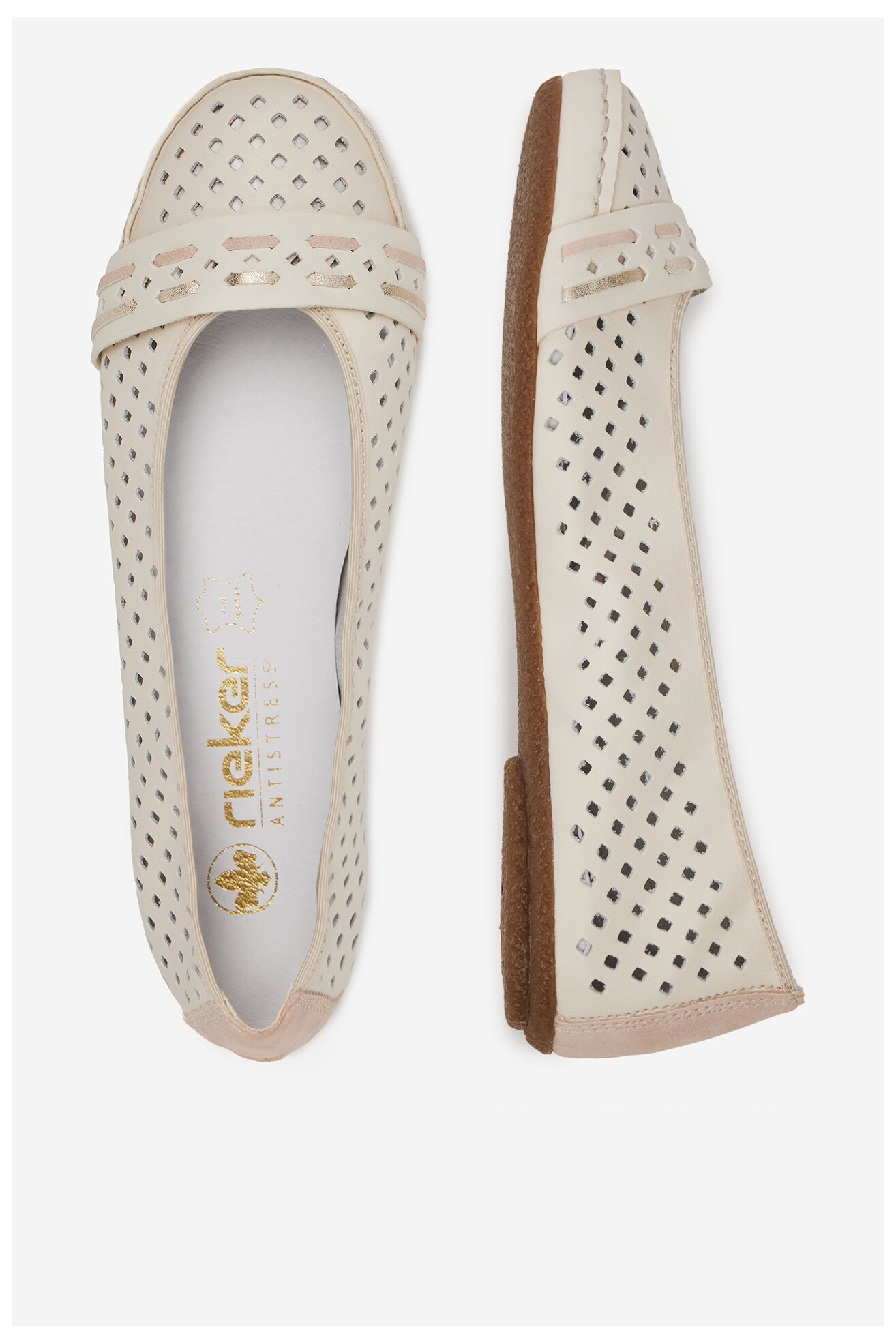 Baleriny Rieker CEO-41430-60 Beżowy