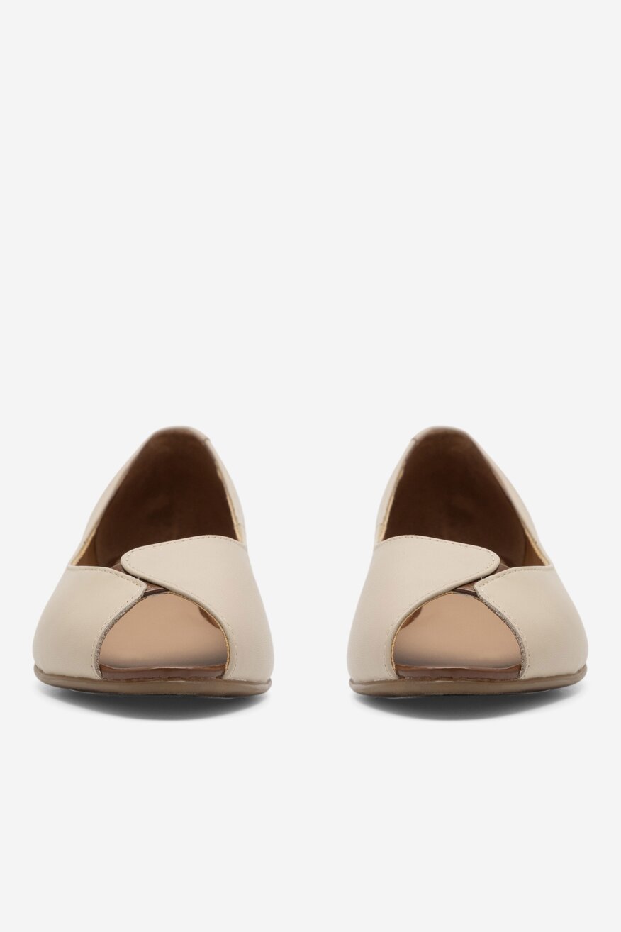 
                Sarah Karen - Skórzane baleriny z odkrytymi palcami - 5904862836959