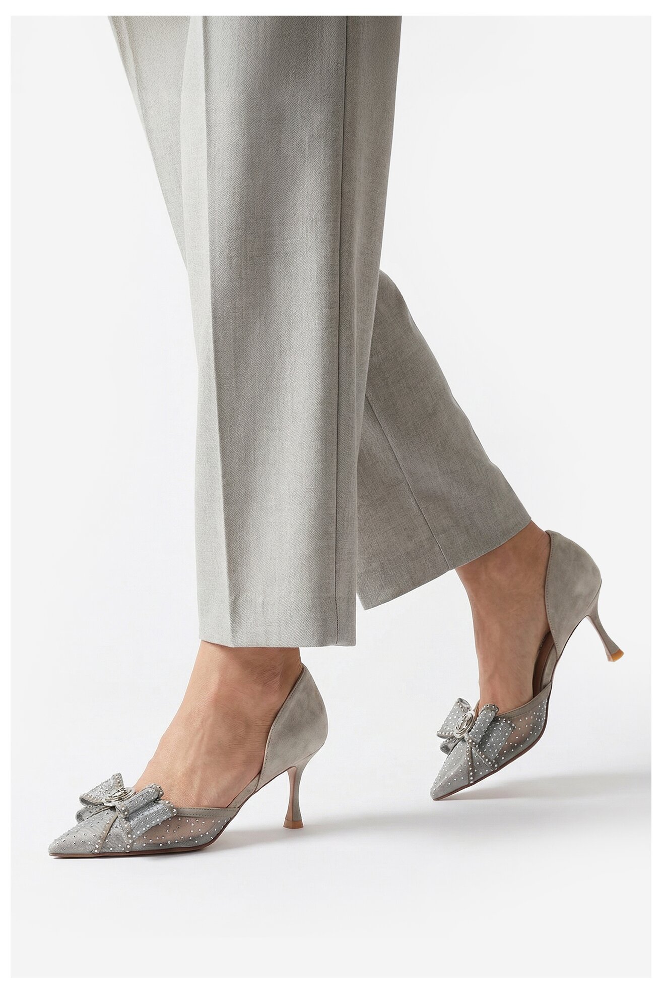 Czółenka EVA MINGE EO-AVA-78096-202 Srebrny