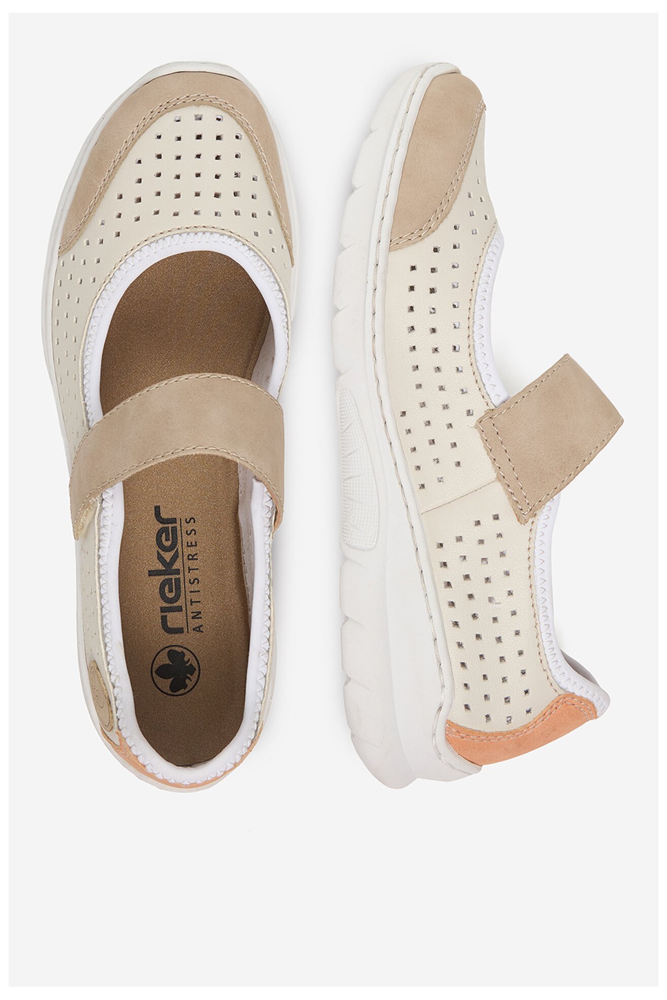 Baleriny Rieker CEO-L32B5-81 Beżowy jasny