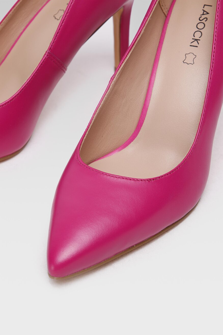 
                Lasocki - Skórzane czółenka różowe - 5904248372361