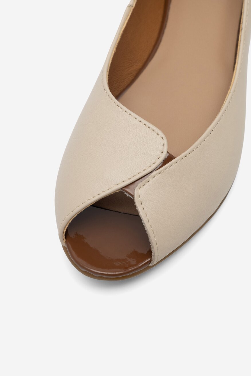 
                Sarah Karen - Skórzane baleriny z odkrytymi palcami - 5904862836959