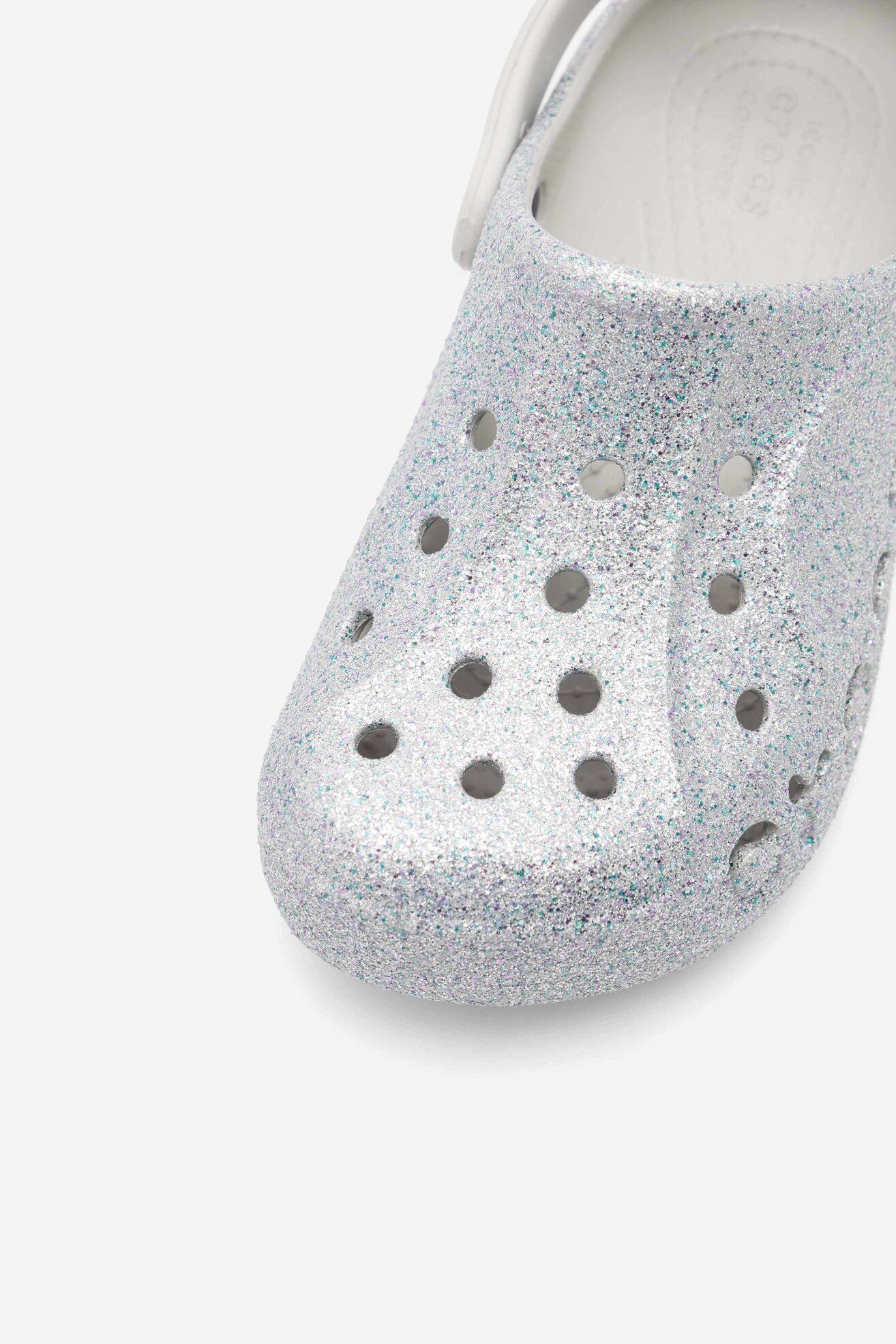 Klapki basenowe Crocs BAYA GLITTER CLOG K 207015-040 Srebrny
