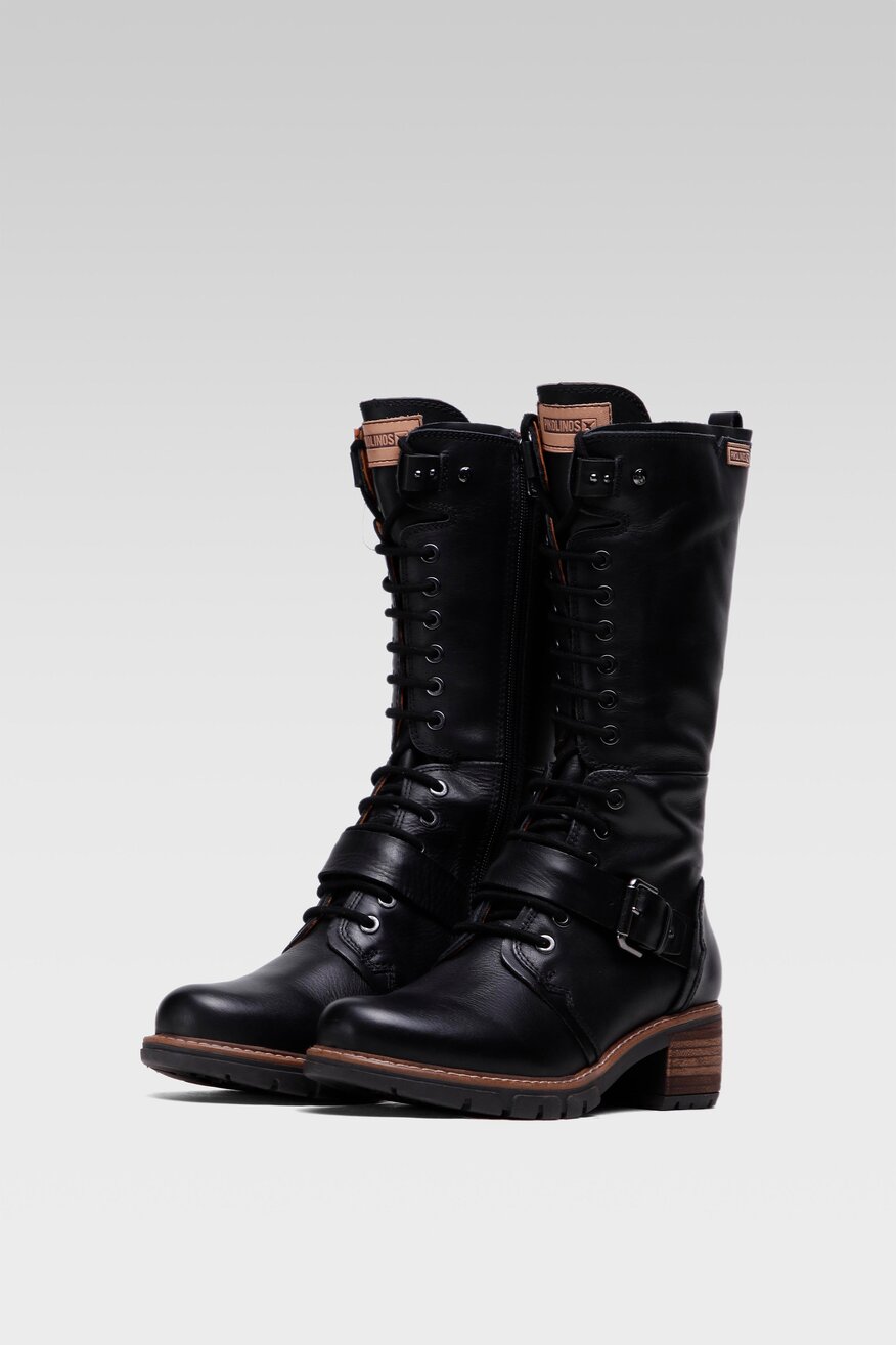 
                Pikolinos - Skórzane kozaki czarne - 5903698927657