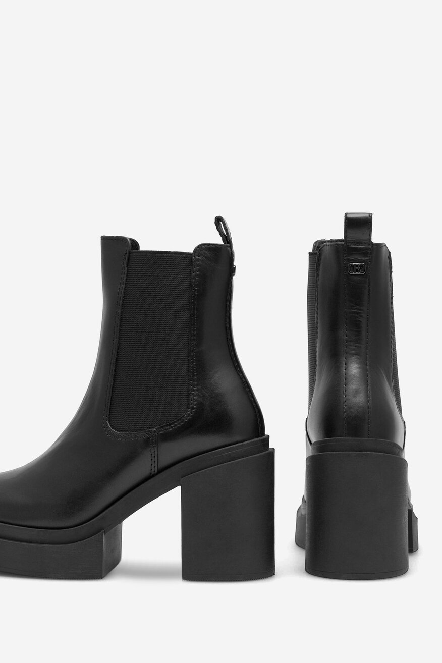 Badura - Botki skórzane na słupku - 5905588109488