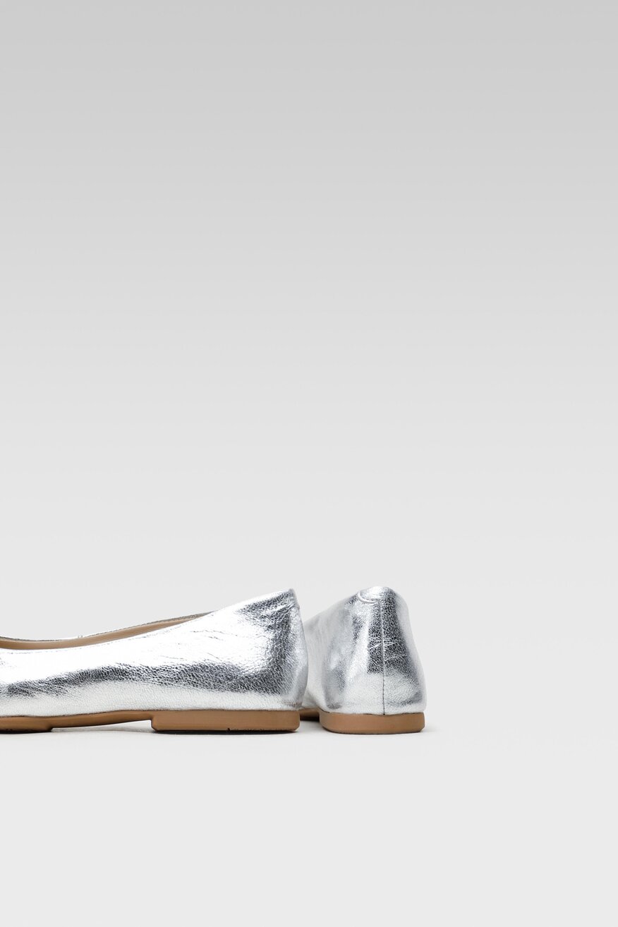 Lasocki - Skórzane baleriny metaliczne - 5904248422844