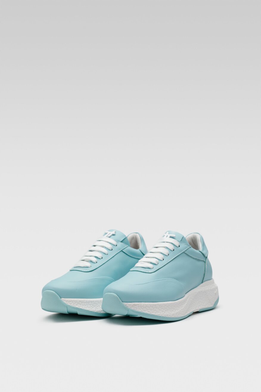 
                Togoshi - Skórzane sneakersy turkusowe - 5904248871932