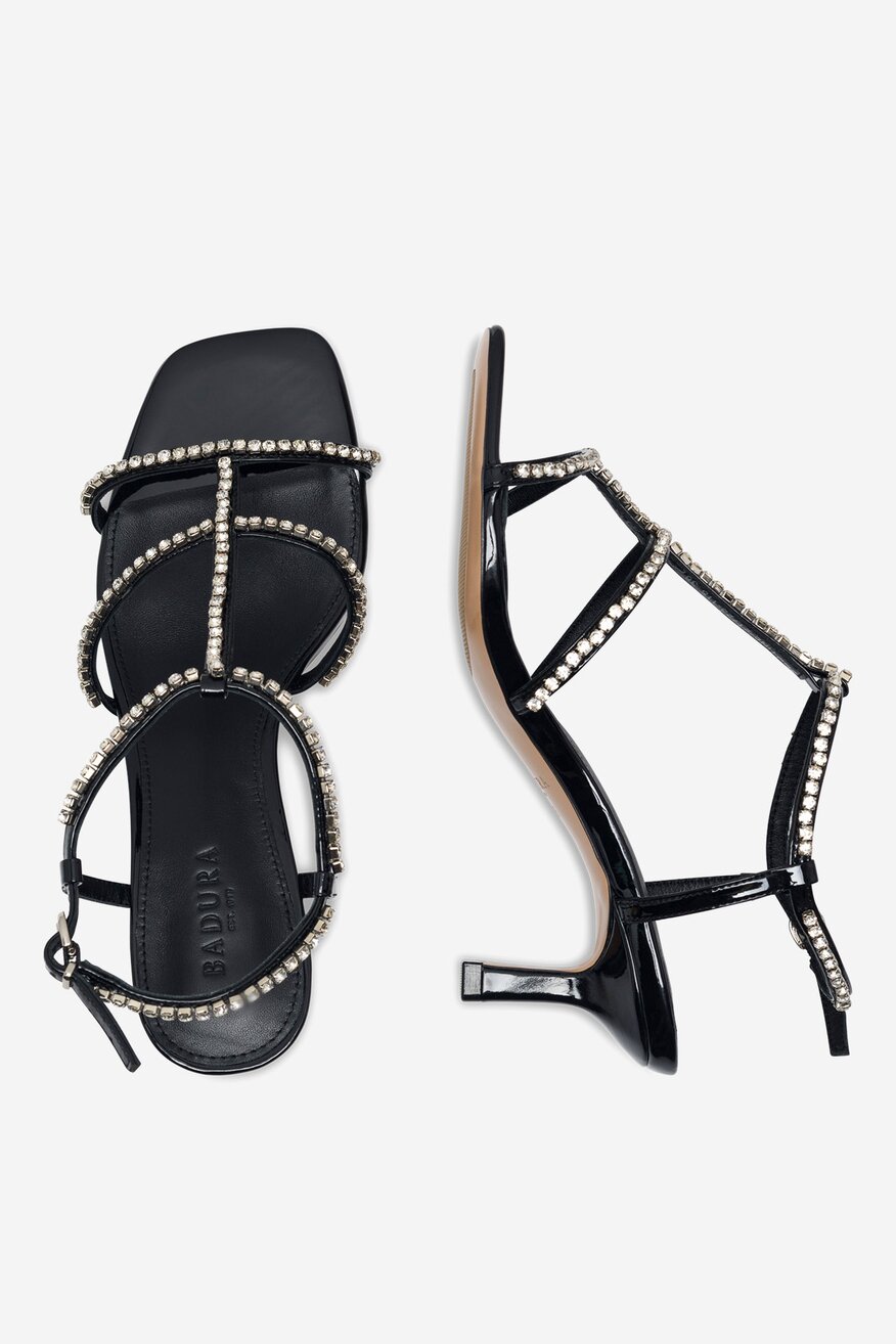 Badura - Sandały skórzane na obcasie - 5905588374237