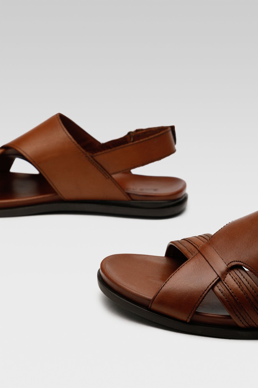 
                Gino Rossi - Skórzane sandały brązowe - 5904248784744