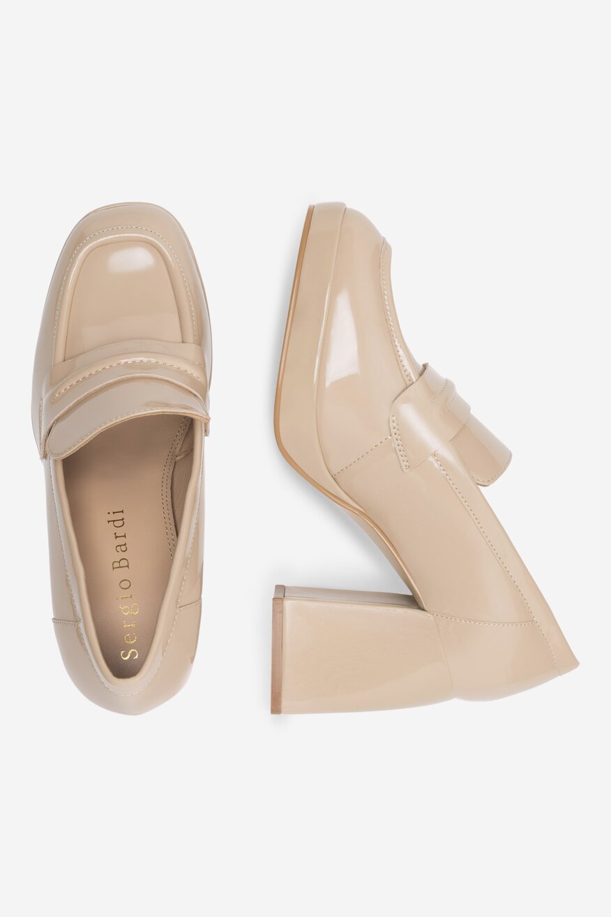 Sergio Bardi - Loafersy skórzane na obcasie - 5905588100935