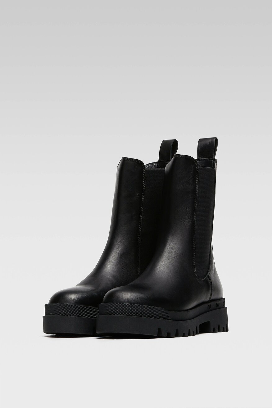 Badura - Botki skórzane na grubej podeszwie - 5904862187853