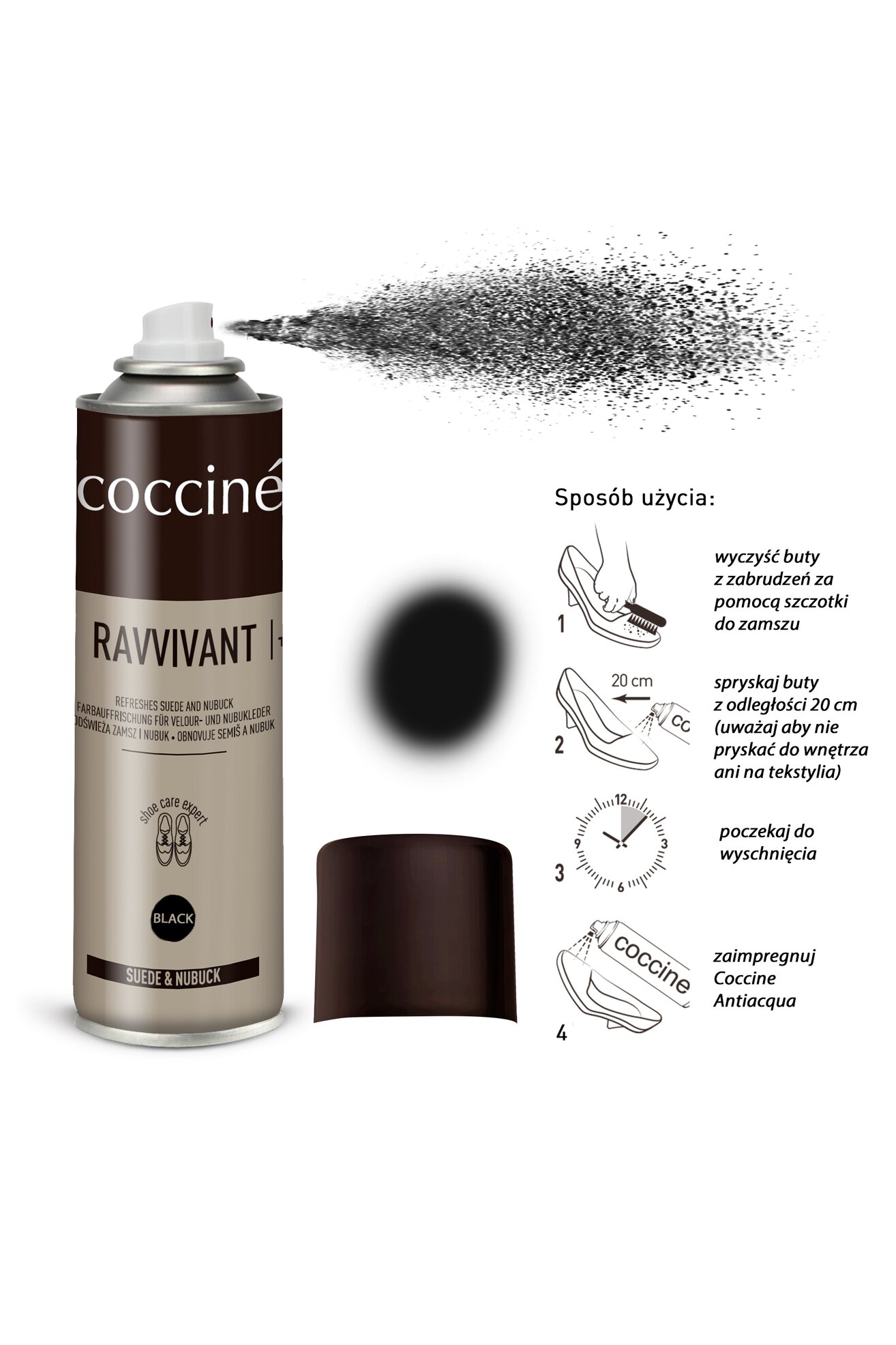 Kosmetyki do obuwia Coccine COCCINE RAVVIVANT SPRAY 250 ml czarny v.Z Czarny
