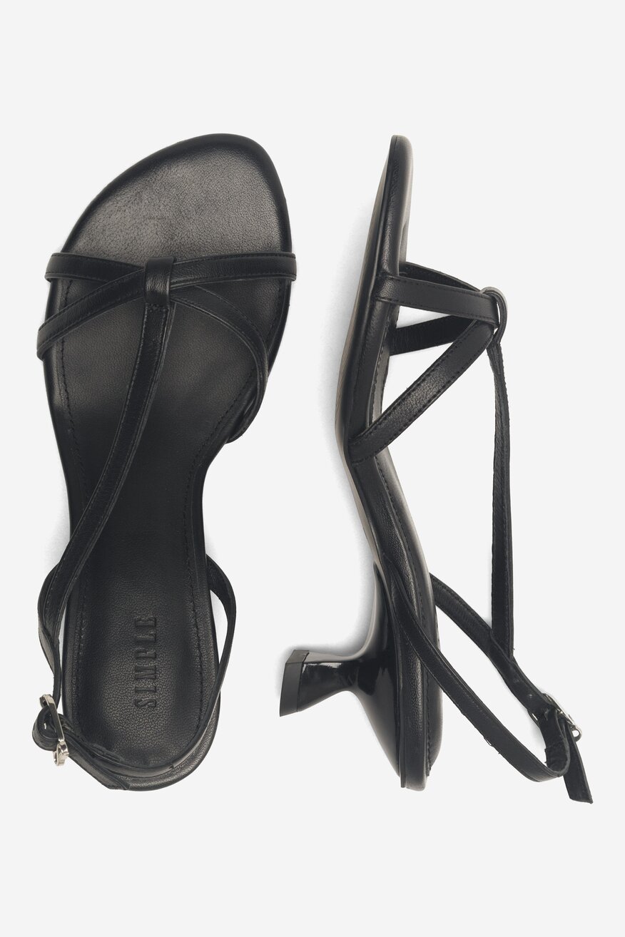 
                SIMPLE - Skórzane sandały czarne - 5904862667522