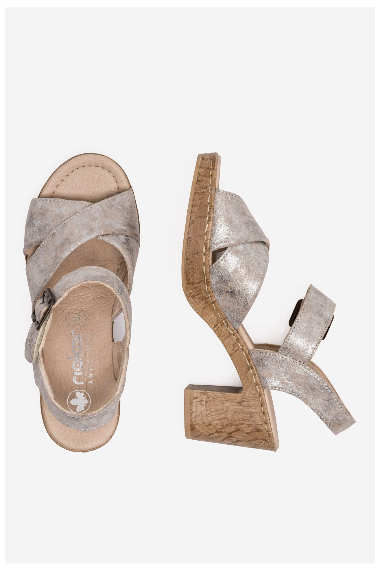 Sandały Rieker 66853-90 Złoty