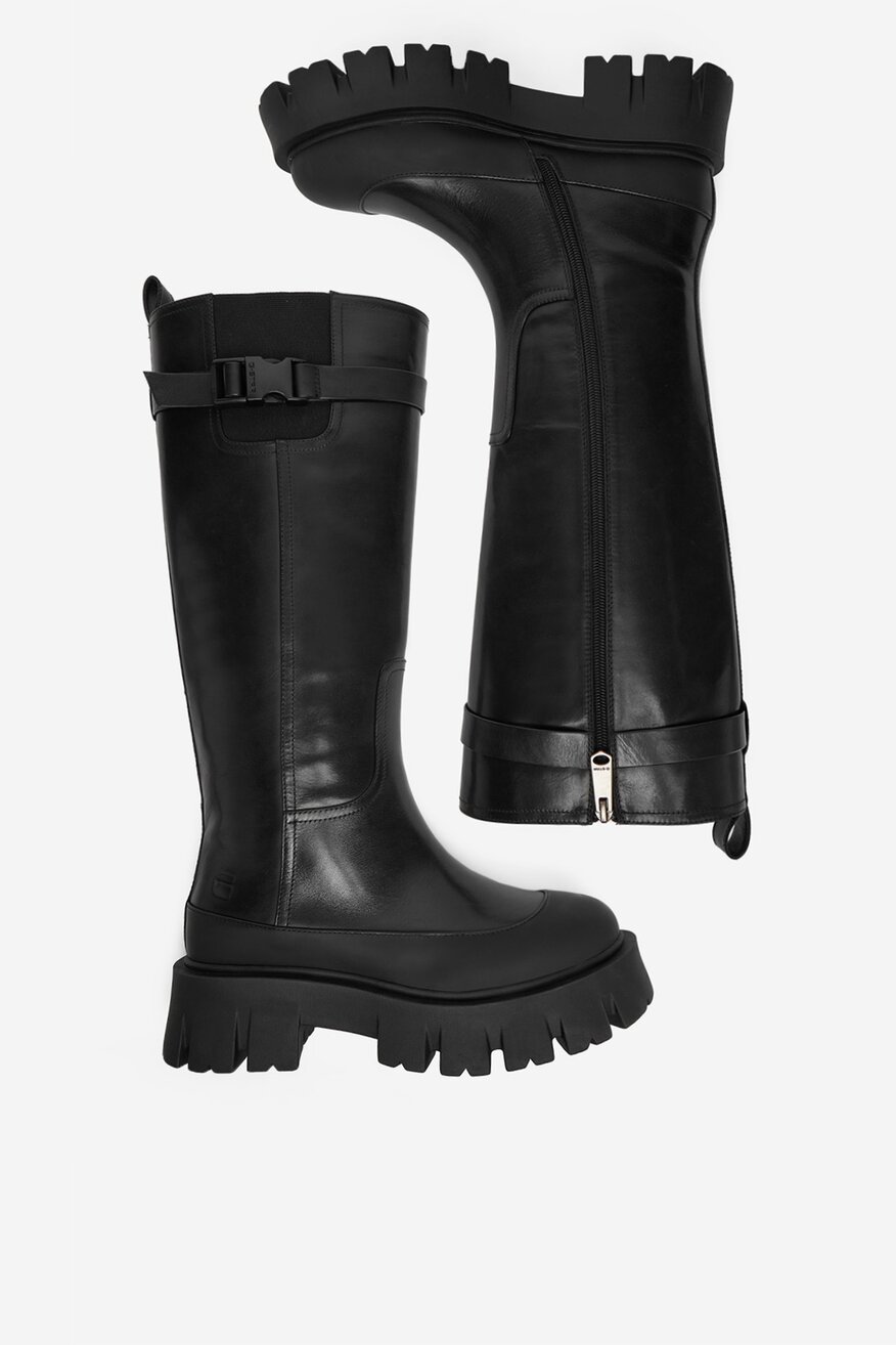 G-STAR RAW - Skórzane kozaki z suwakiem - 5906751408230