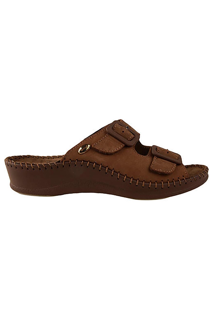 Scholl - Skórzane klapki brązowe - 5903698395944