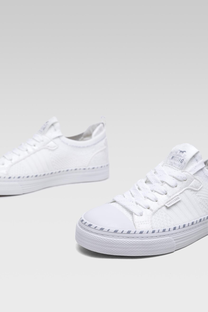 Mustang - Trampki pastelowe białe - 5904248421748