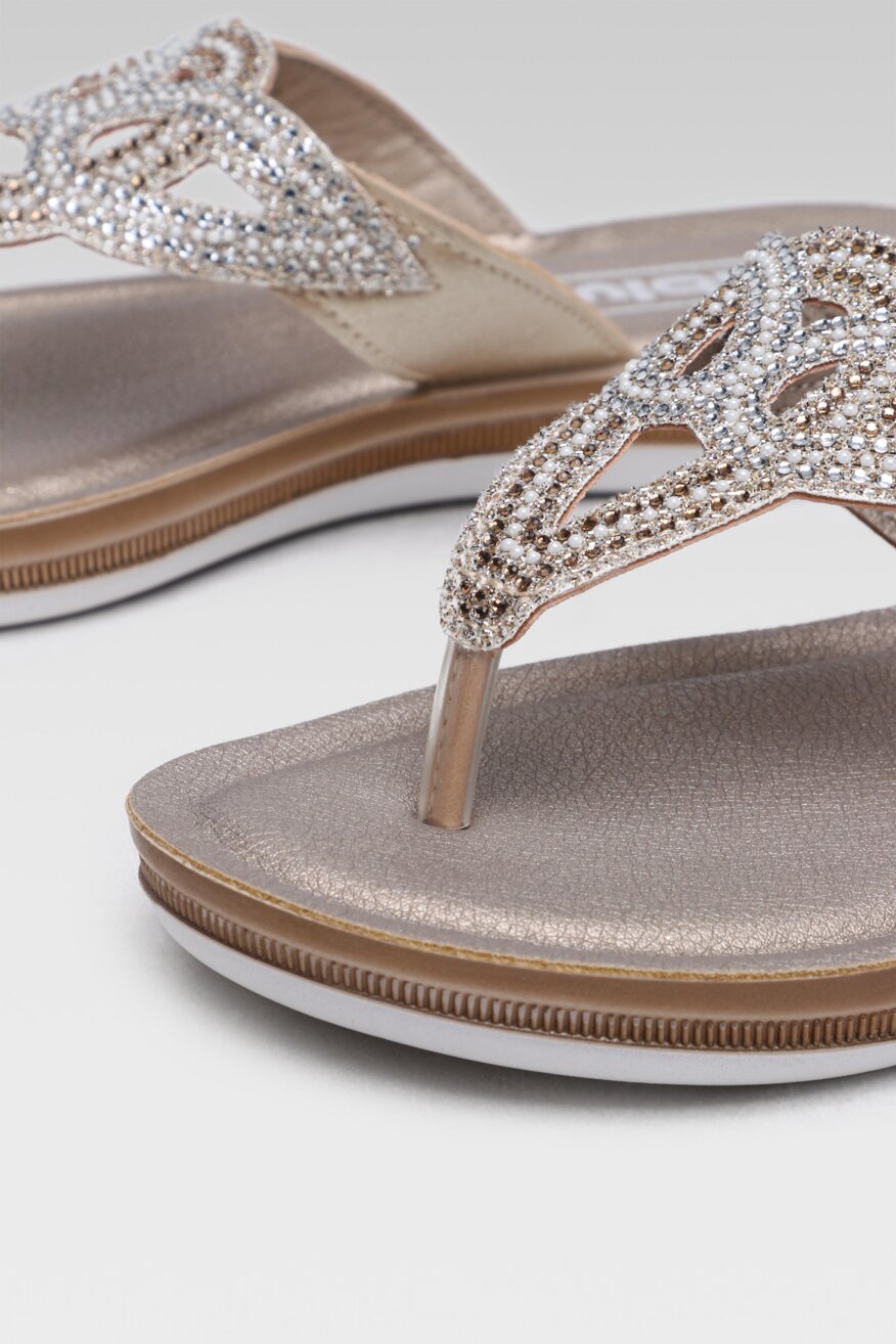 Inblu - Klapki z aplikacją złote - 5903698500256