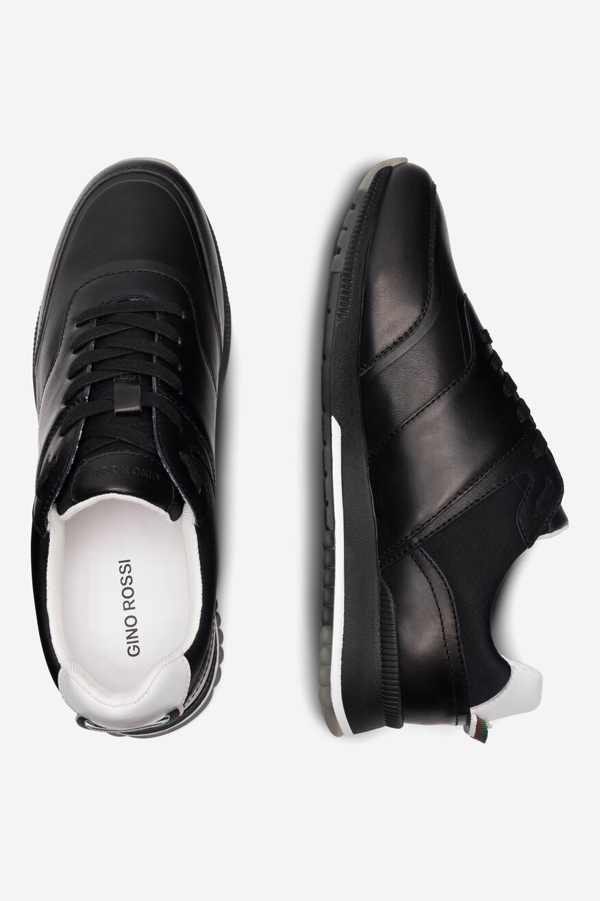 
                Sneakersy Gino Rossi - Skórzane sneakersy Czarny - 5905588077244