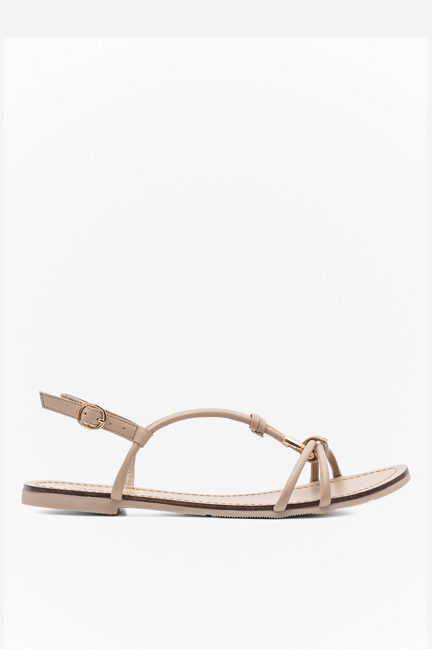 Gino Rossi - Skórzane sandały beżowe - 5904862657738