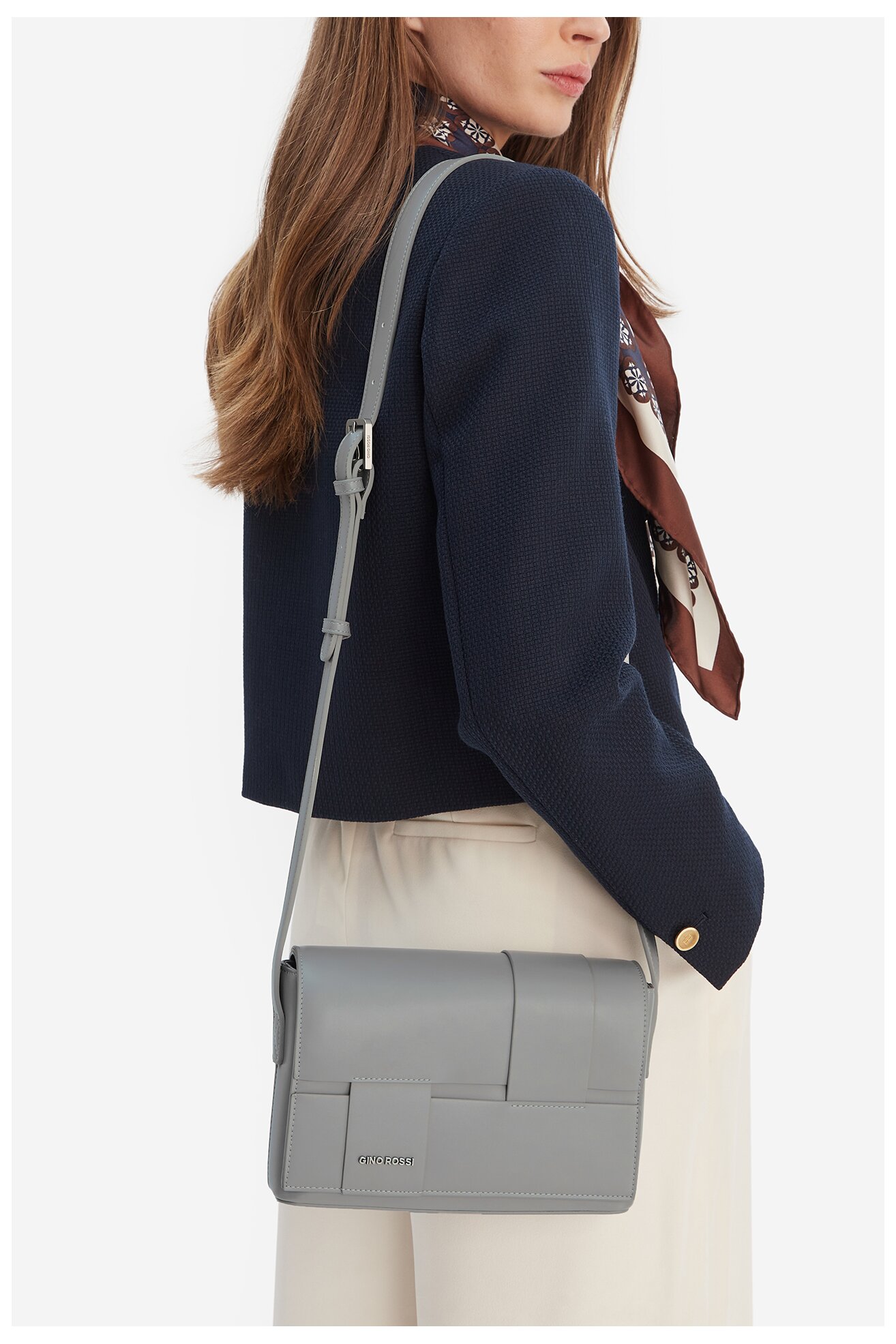Сумка З Ремінцем Gino Rossi C-KY185 СВІТЛО-СІРИЙ