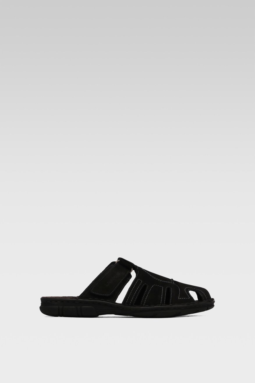 
                Lasocki for men - Skórzane klapki czarne - 5903698443157