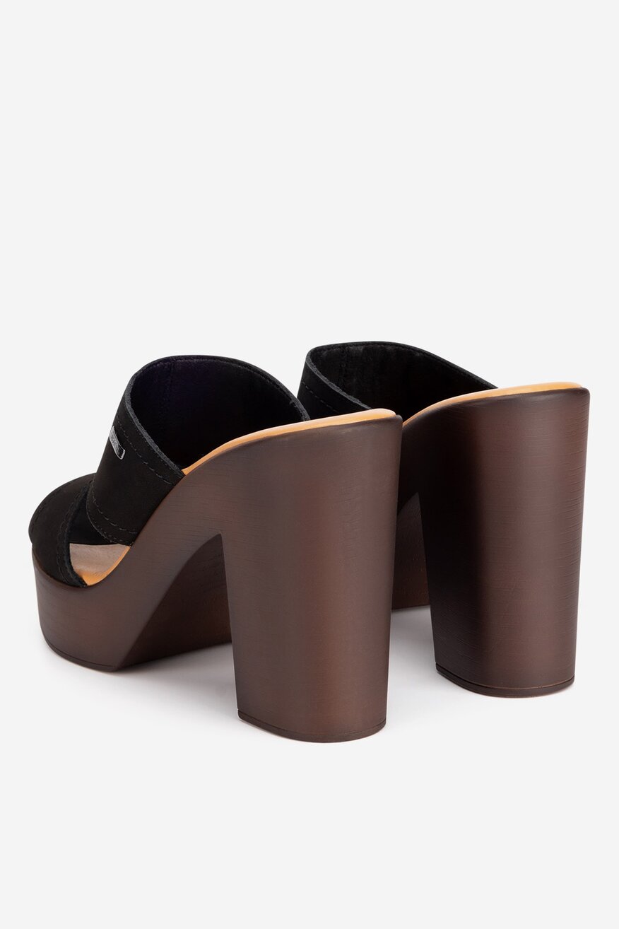 Lasocki - Klapki skórzane na obcasie - 5905588708117