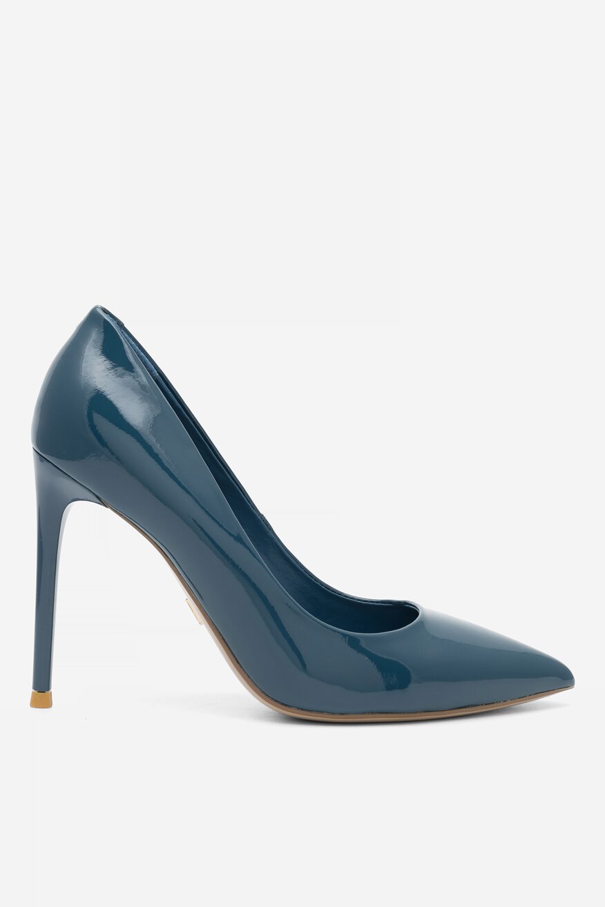 Gino Rossi - Skórzane czółenka granatowe - 5904862699165