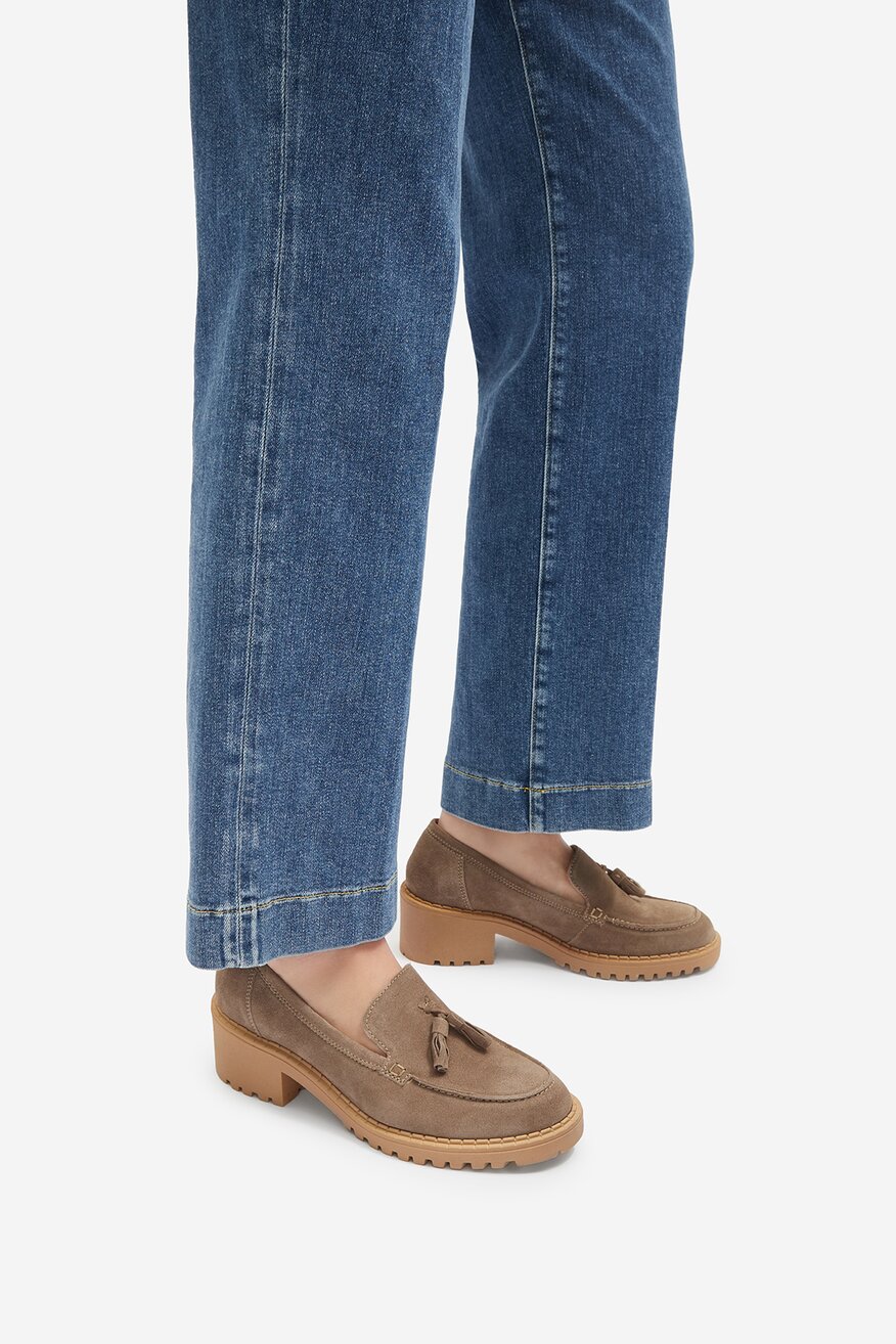 Lasocki - Loafersy zamszowe na obcasie - 5903698727332
