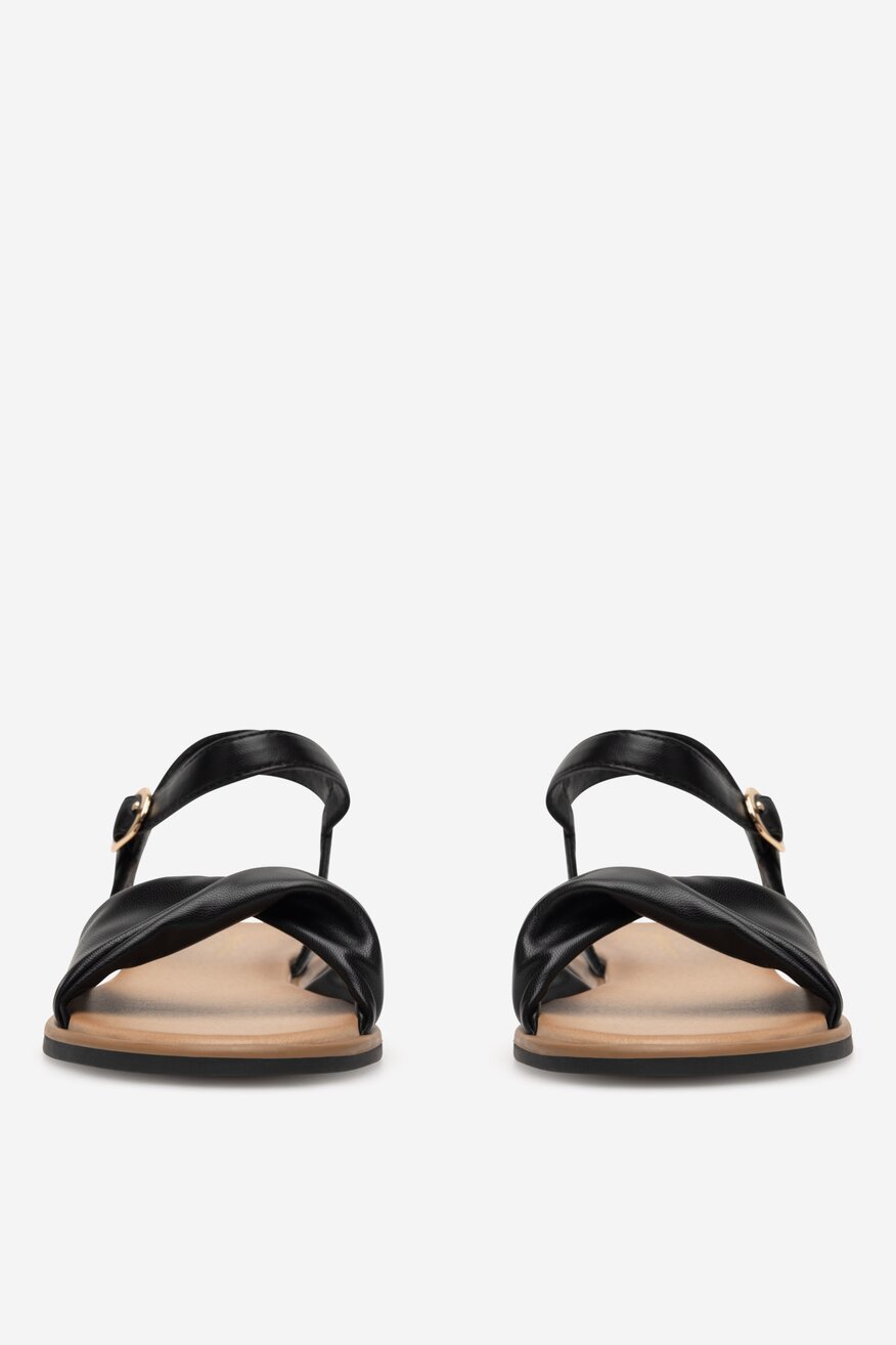Fooページ Przeglądaj Srebrny metaliczny - Square Toe Strappy Sandals z